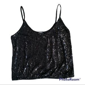 Express Black Sequin Tank (S)